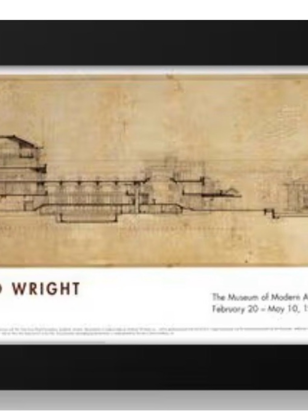 Frank Lloyd Wright Architectural Print - Sepia Blueprint Wall Art